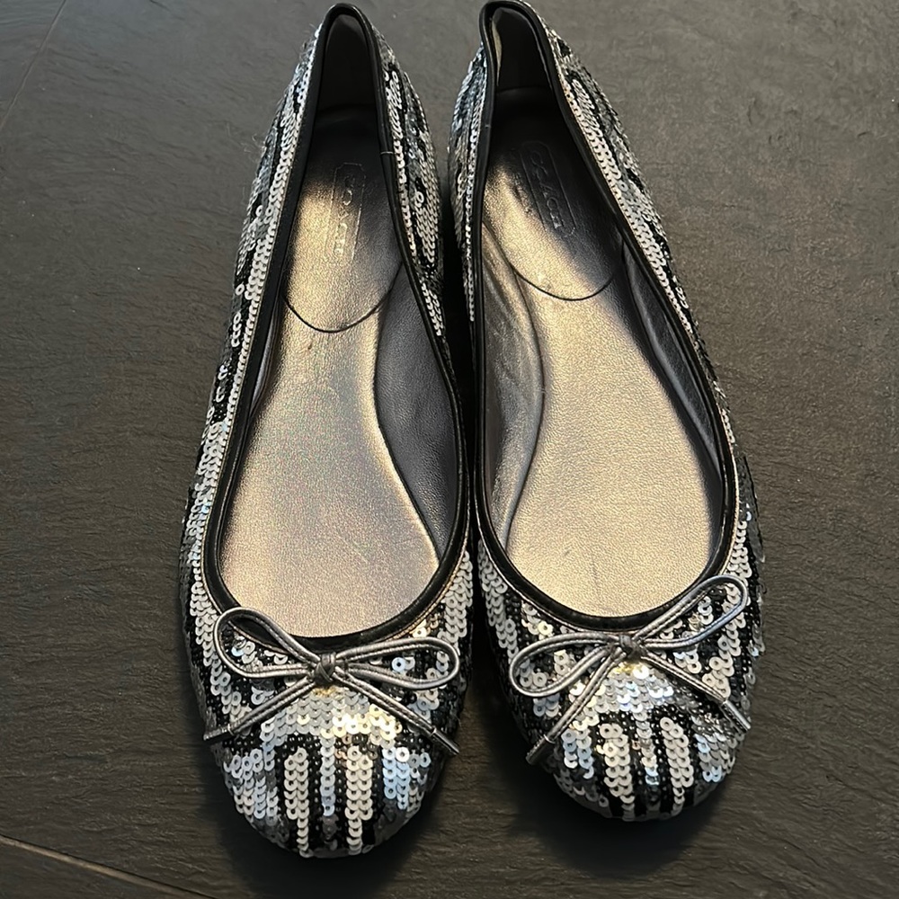 Coach silver sequin ballet flats size 7b